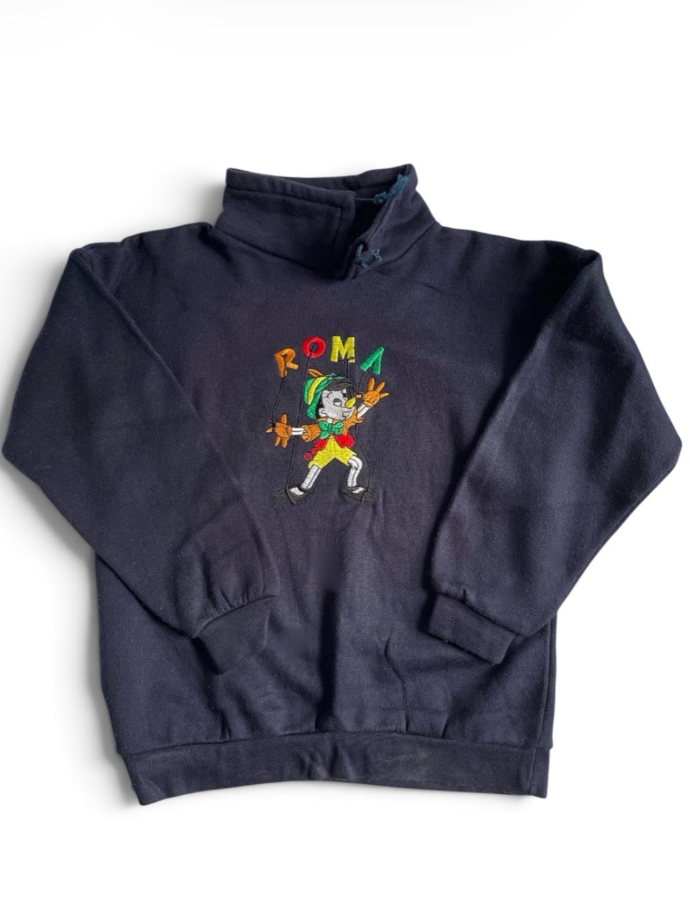 VINTAGE 80s 90s Italian Pinocchio Disney Sweatshirt Pullover Roma Embroidered